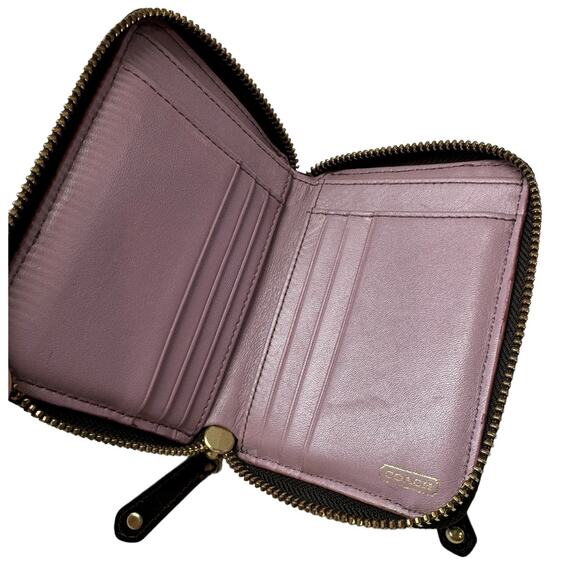 Coach Vintage Snap Horse Buggy Logo Small Card Wallet Monogram Lilac Leather - Picture 4 of 6